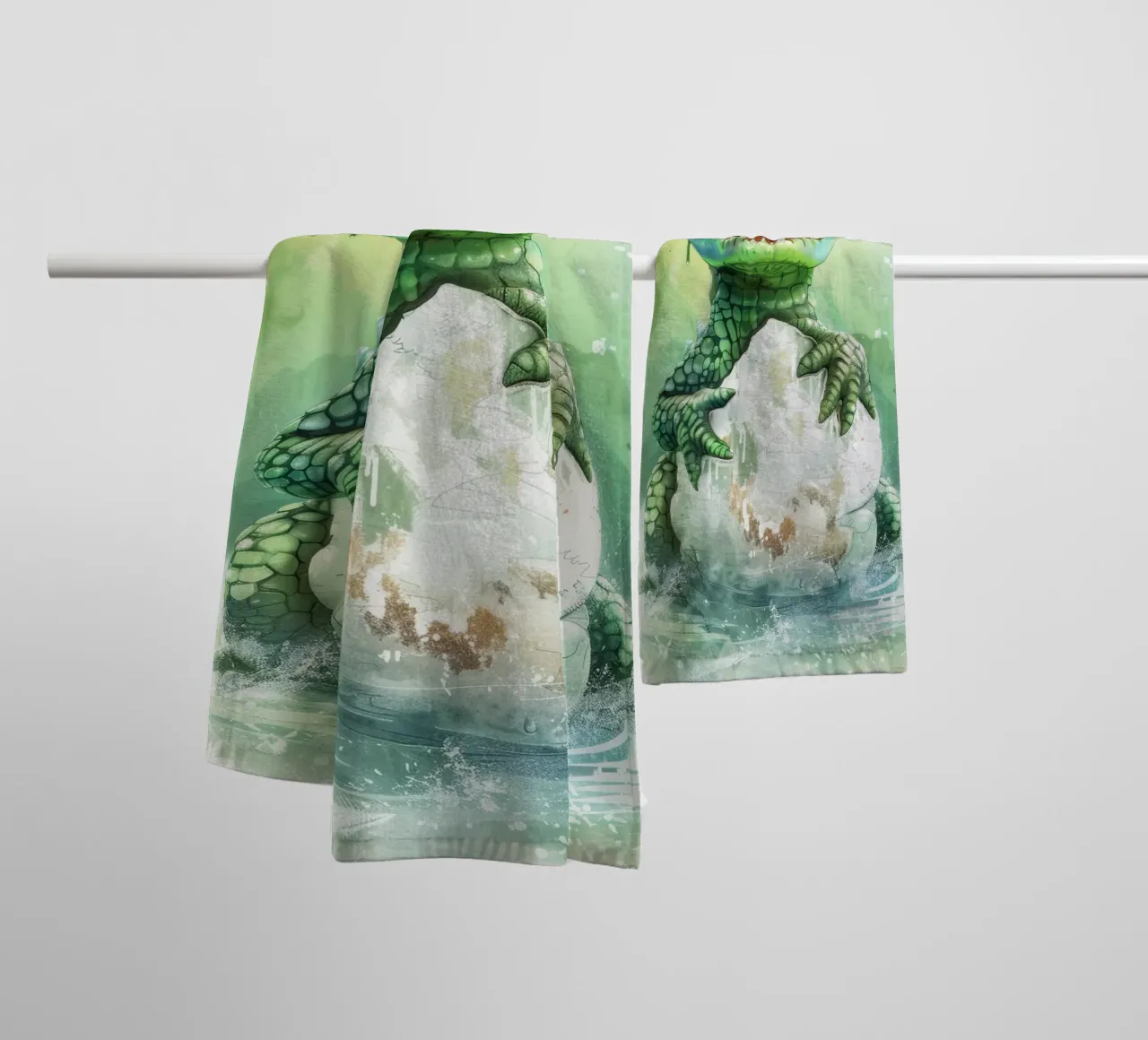 Cartoon Alligator Hatching from Egg towel by DesignDoodle
