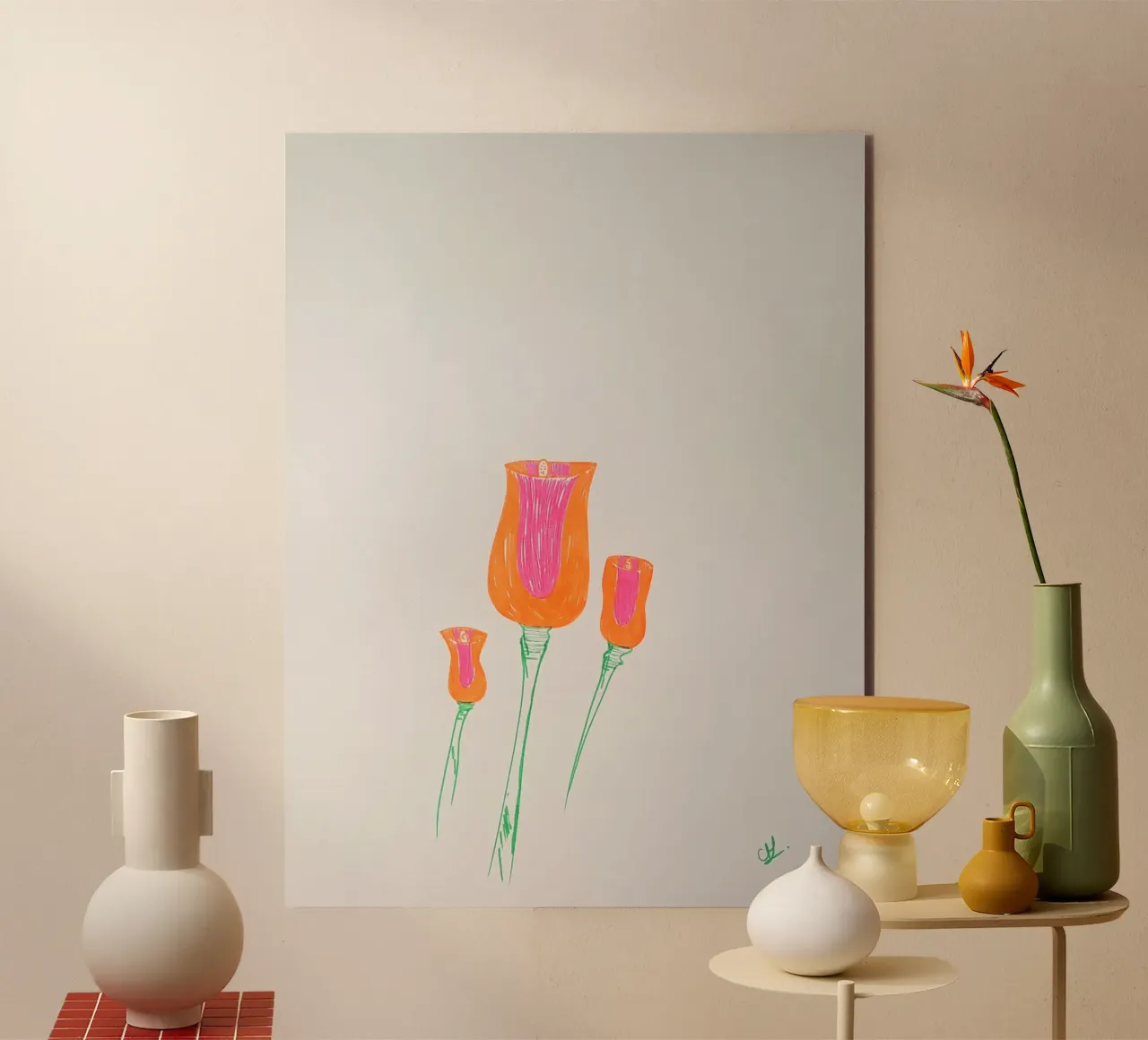 Tulipani bicolore alluminio dibond da Cohe studio
