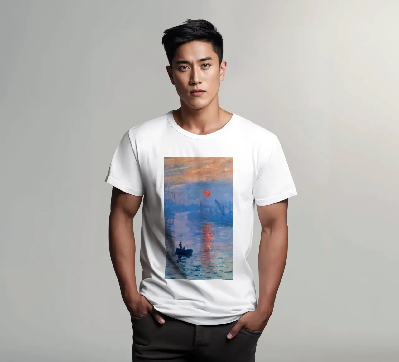 view of the port of le have,france,at sunrise t-shirt by SMG Store