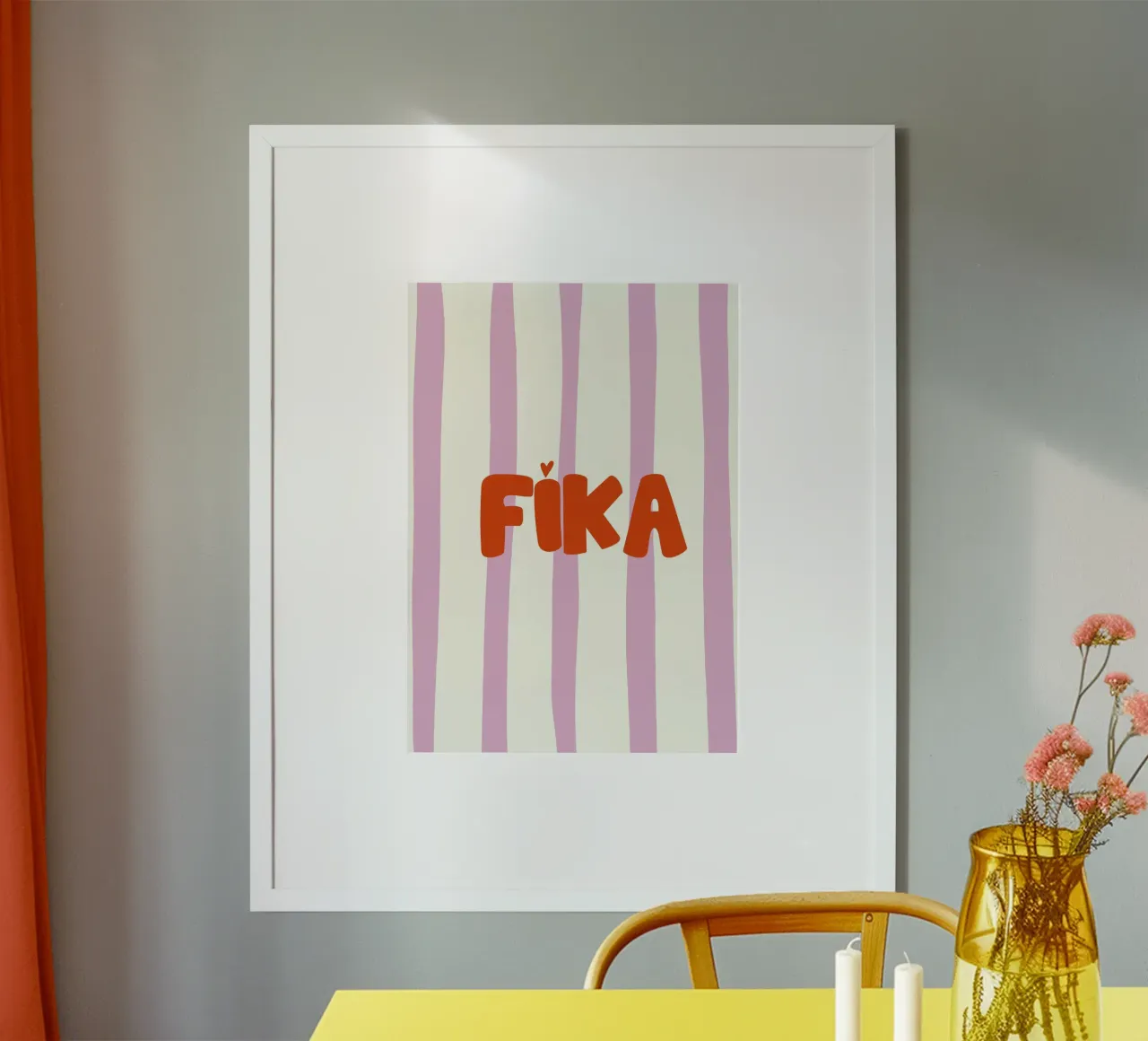 Fika Swedish Coffee Break poster con telaio in legno da Attaboy Dsgn