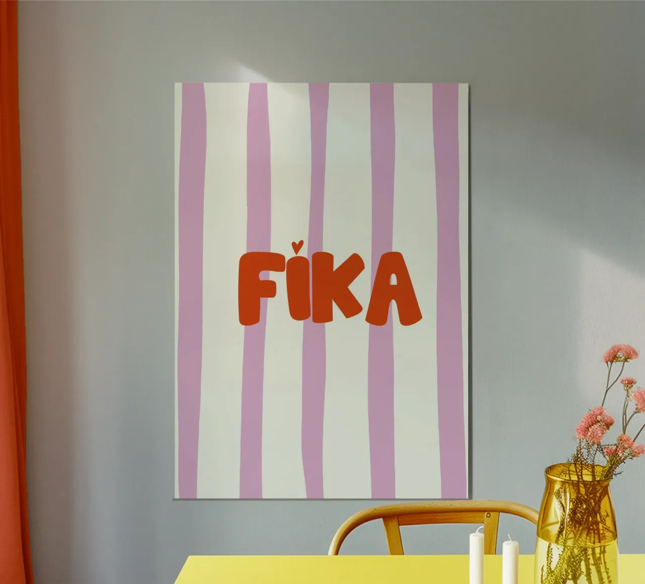 Fika Swedish Coffee Break poster con telaio in legno da Attaboy Dsgn