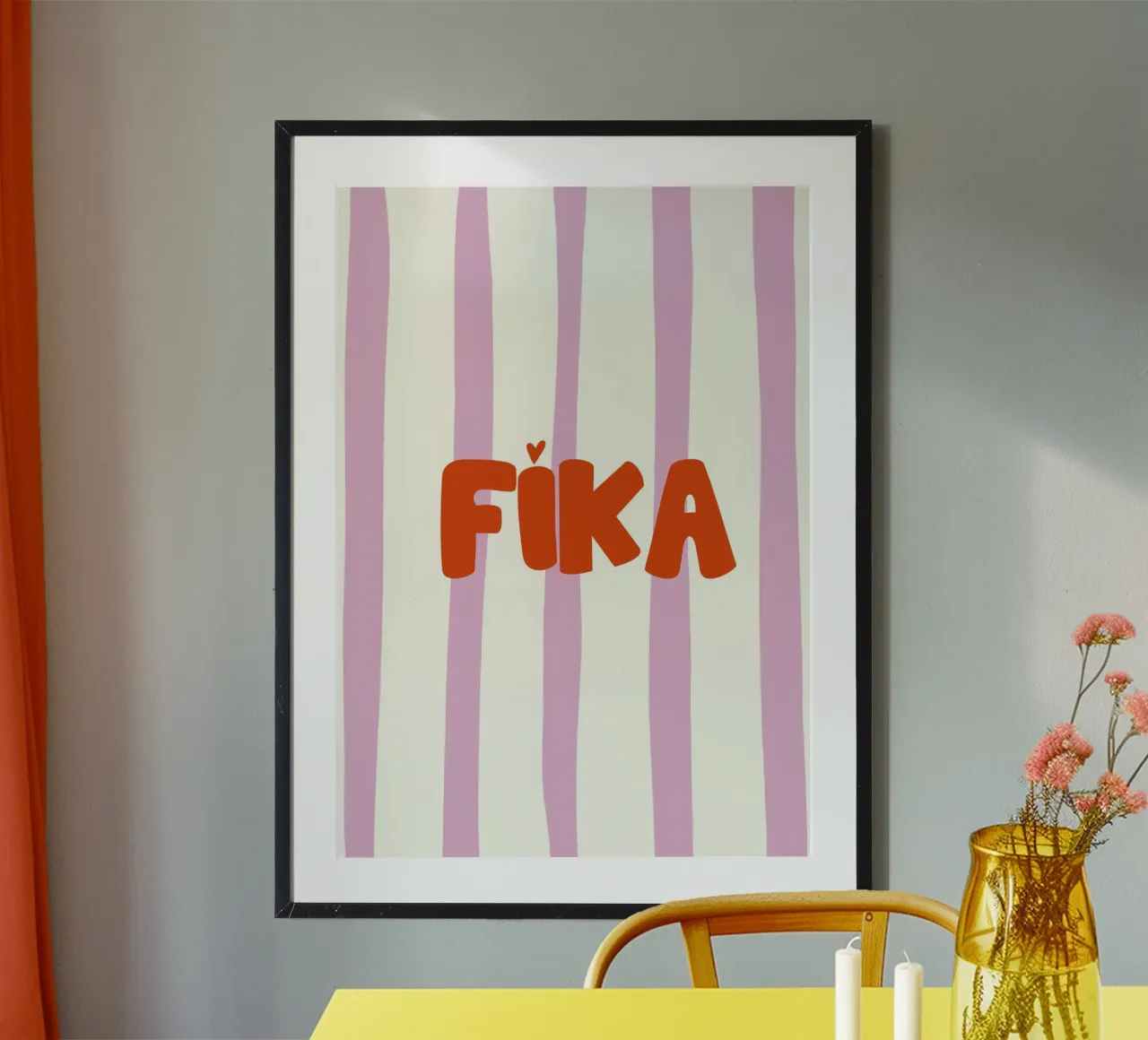 Fika Swedish Coffee Break poster con telaio in legno da Attaboy Dsgn