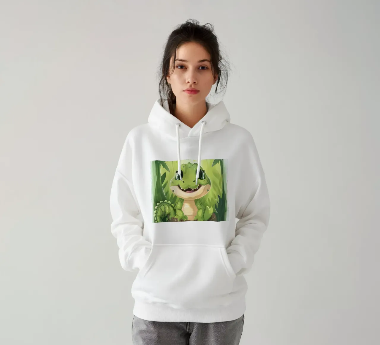 Cartone animato Alligatore in tronco in acqua con sfondo giungla felpa con cappuccio da DesignDoodle