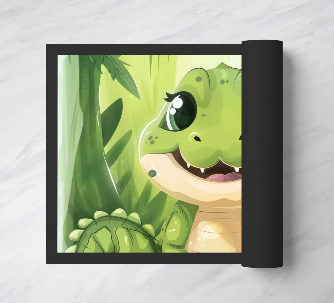 Cartone animato Alligatore in tronco in acqua con sfondo giungla zerbino da DesignDoodle