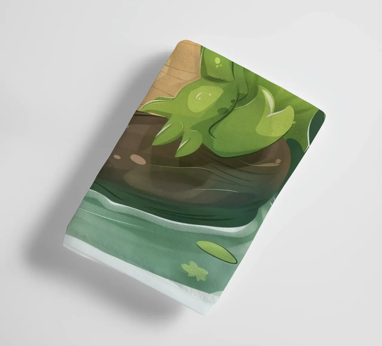 Cartoon Alligator in Log in Water with Jungle Background towel by DesignDoodle