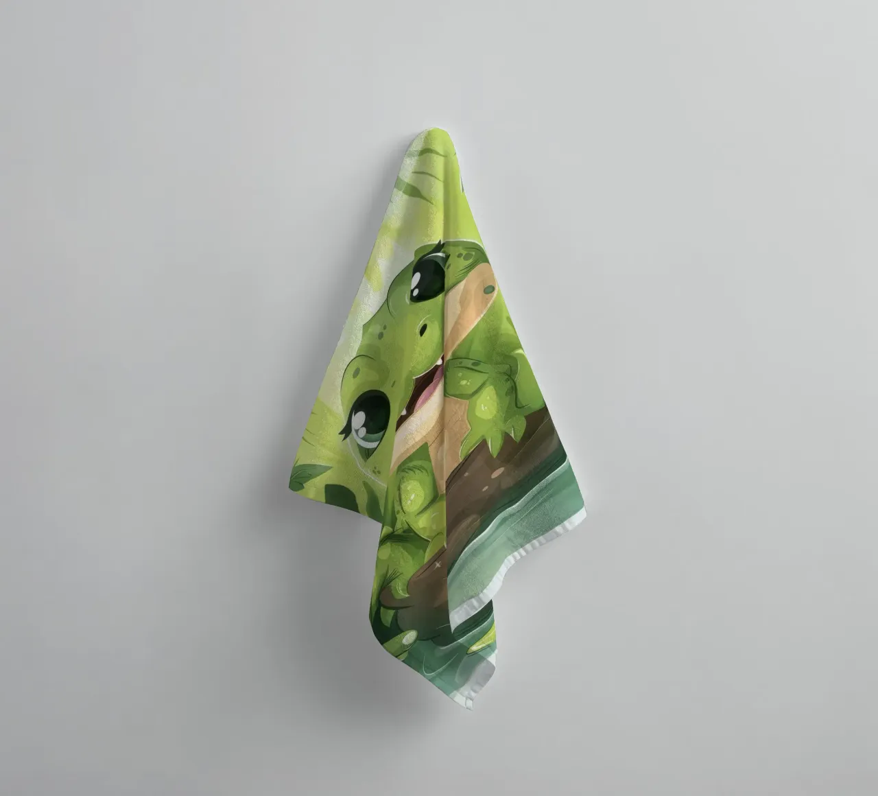 Cartoon Alligator in Log in Water with Jungle Background towel by DesignDoodle