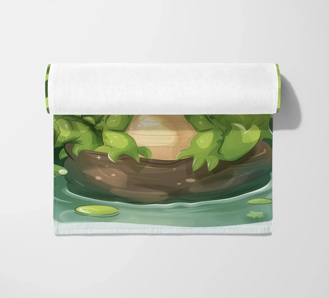 Cartone animato Alligatore in tronco in acqua con sfondo giungla telo mare da DesignDoodle