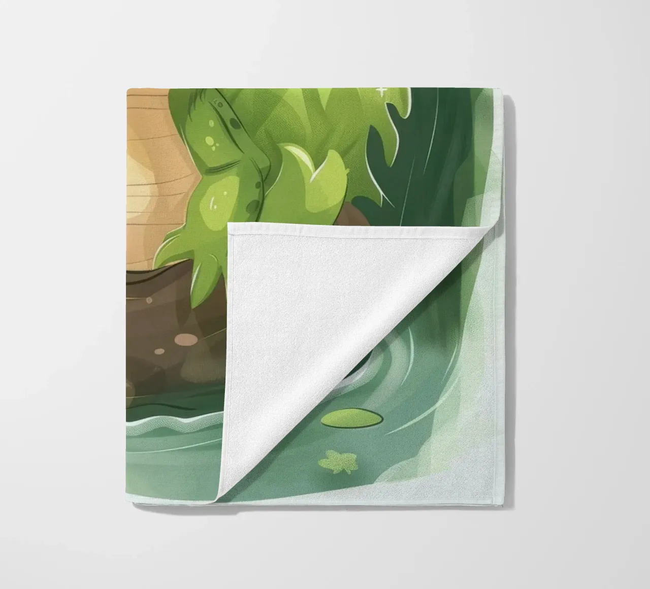 Cartone animato Alligatore in tronco in acqua con sfondo giungla telo mare da DesignDoodle