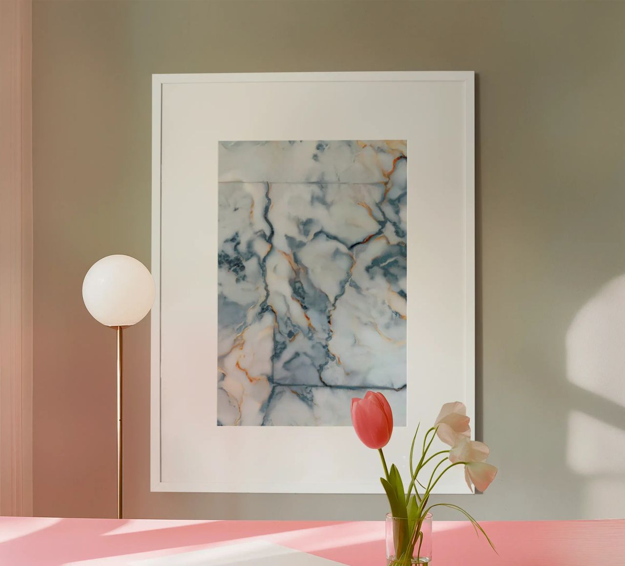 Vermont Marble Map poster avec cadre en aluminium de Octavian