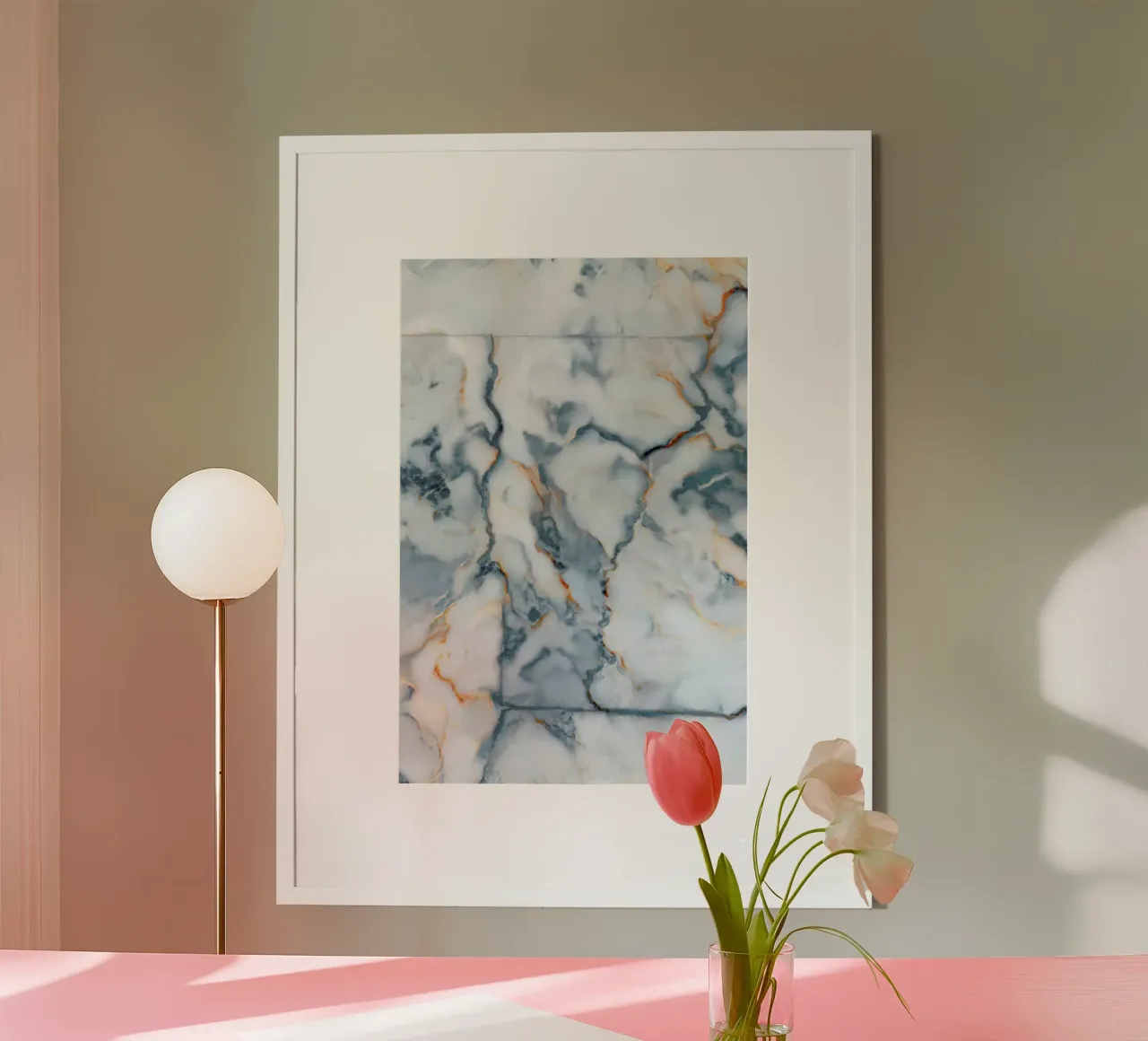 Vermont Marble Map poster con telaio in legno da Octavian