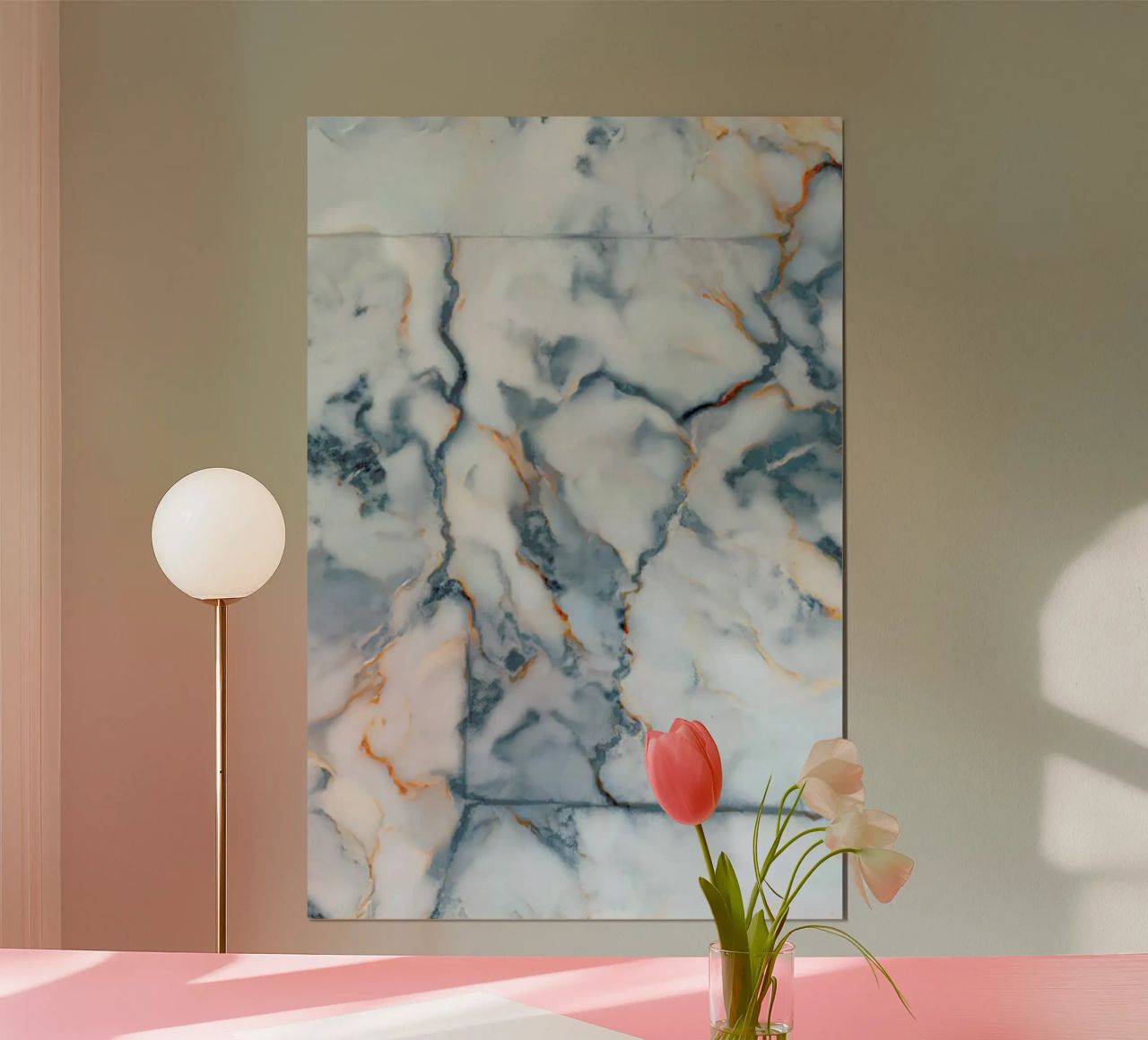 Vermont Marble Map poster avec cadre en aluminium de Octavian