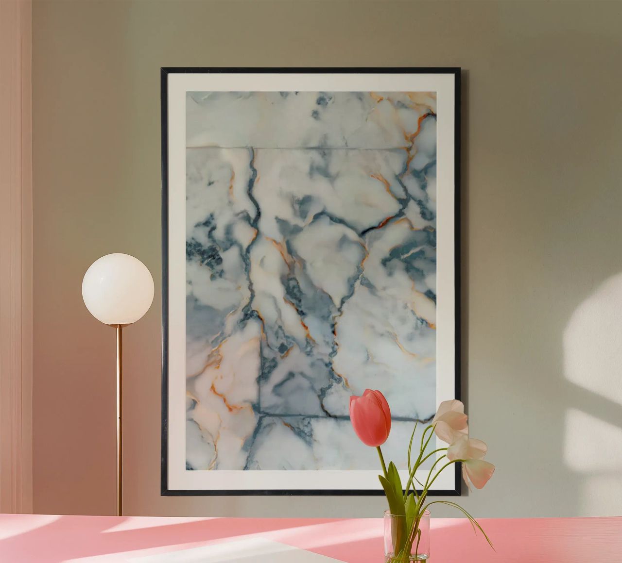Vermont Marble Map poster avec cadre en aluminium de Octavian