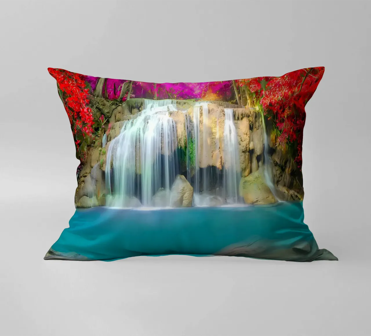 cascata foresta rocce alberi cuscino da MountainShop