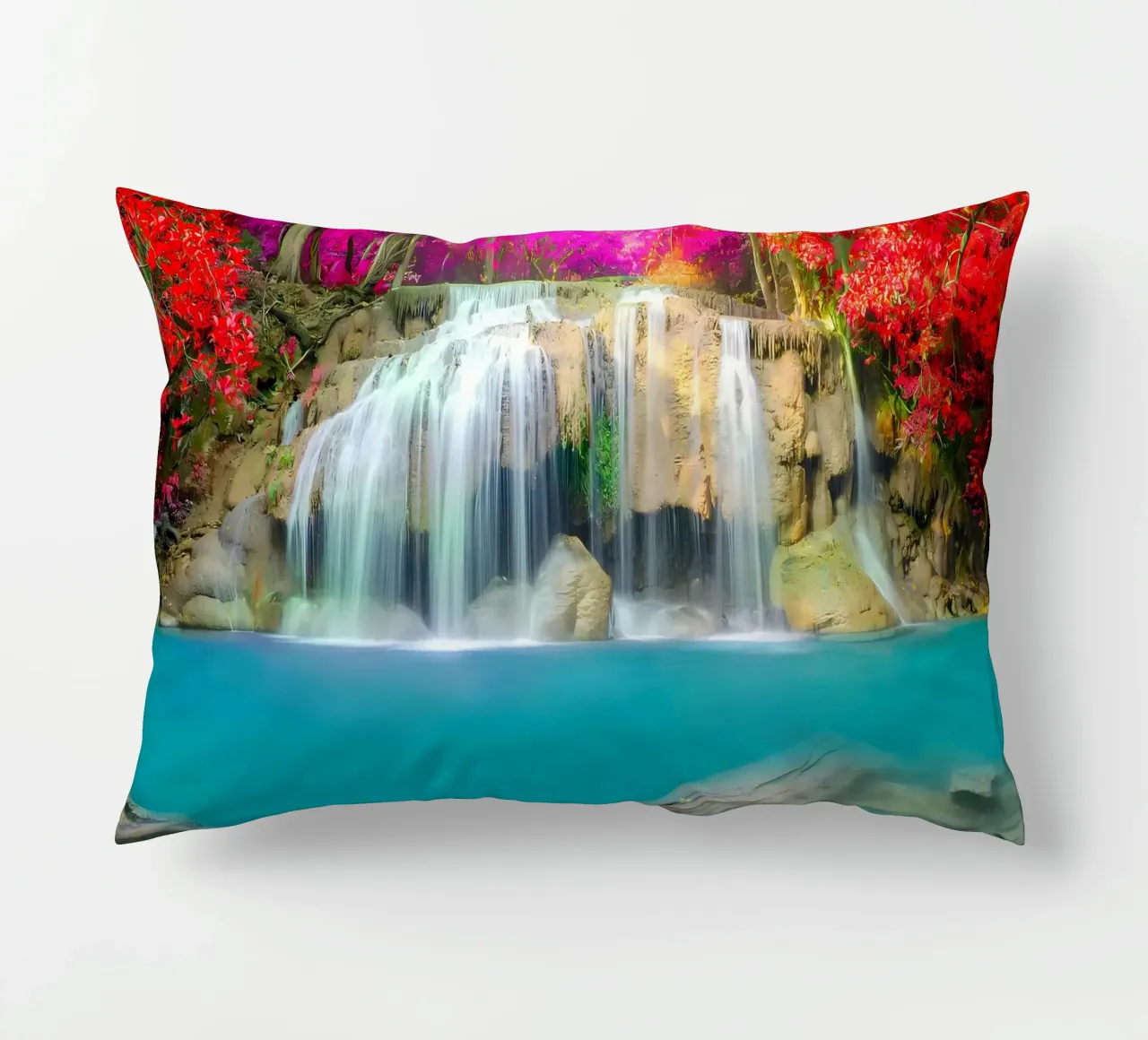 cascata foresta rocce alberi cuscino da MountainShop