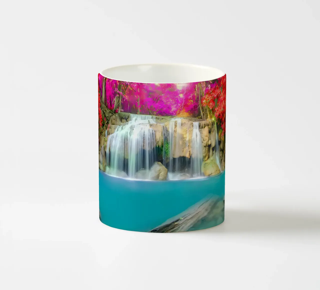 cascata foresta rocce alberi tazza in ceramica da MountainShop