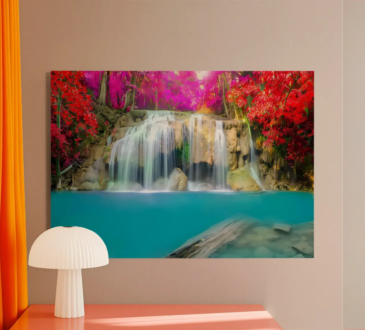 cascata foresta rocce alberi plexiglass da MountainShop