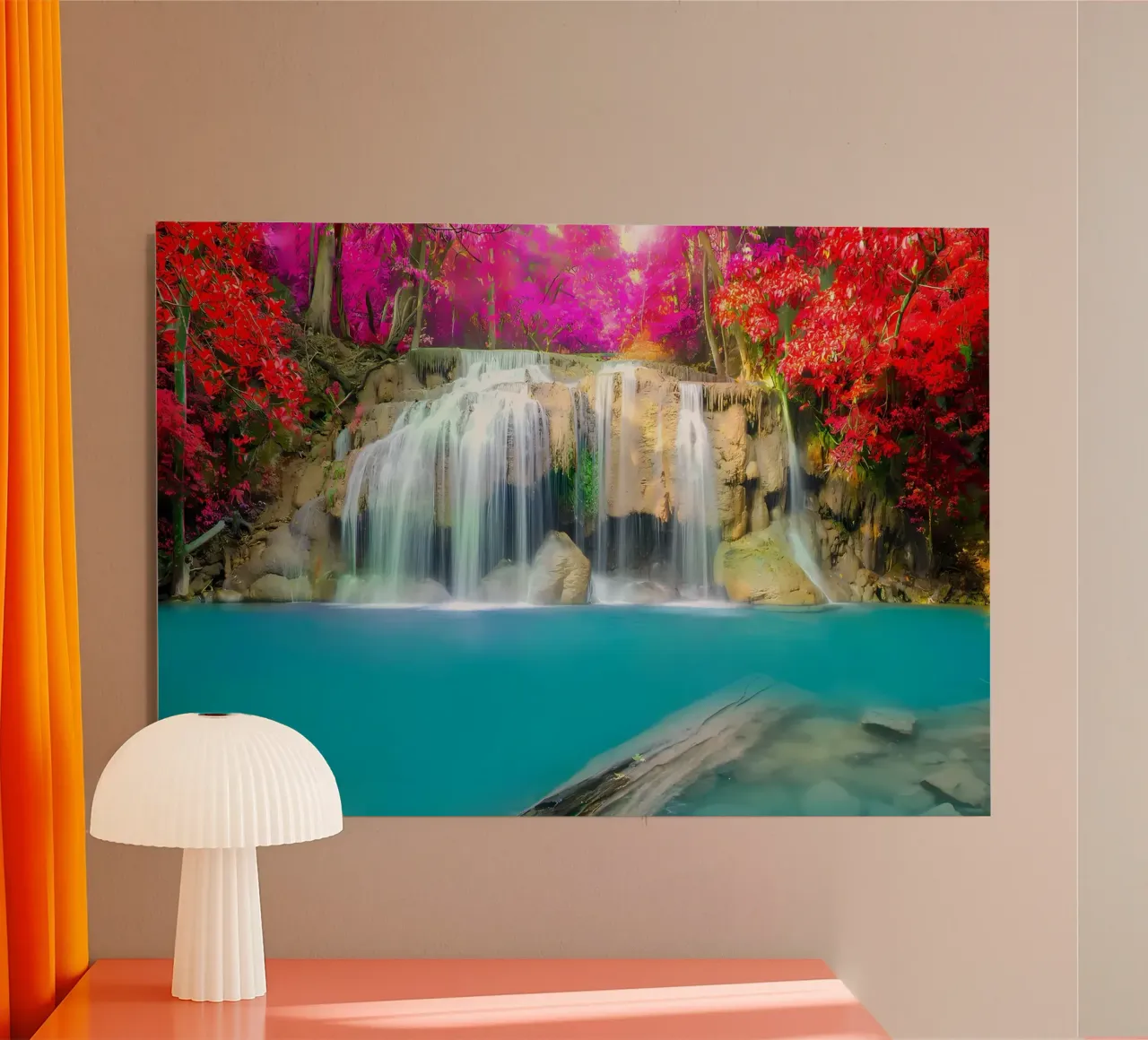 cascata foresta rocce alberi alluminio dibond da MountainShop