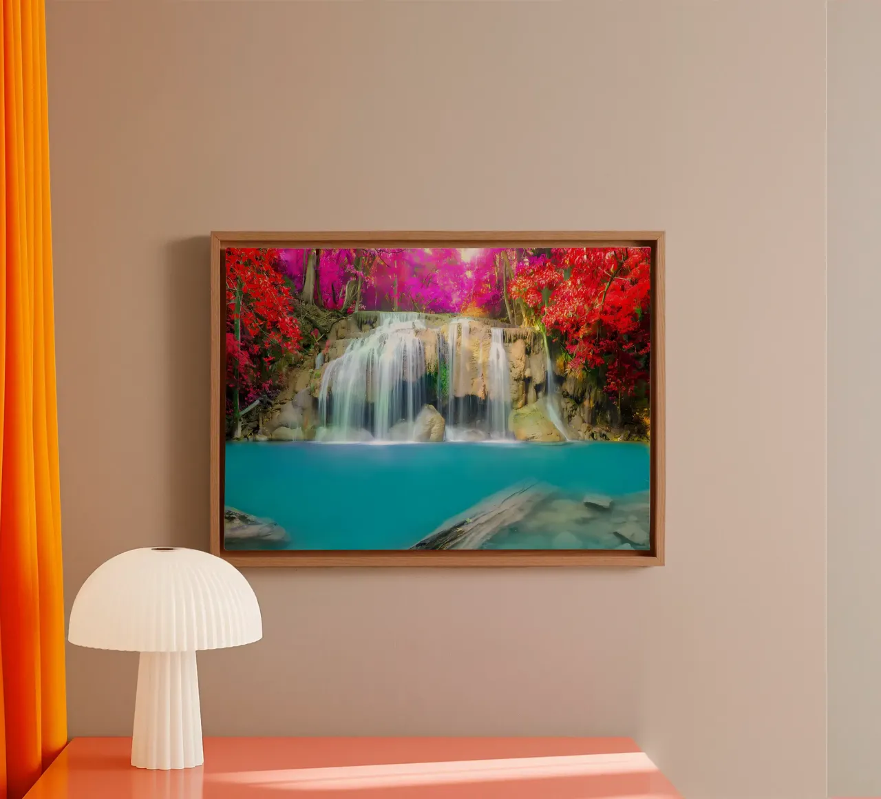 cascata foresta rocce alberi tela da MountainShop