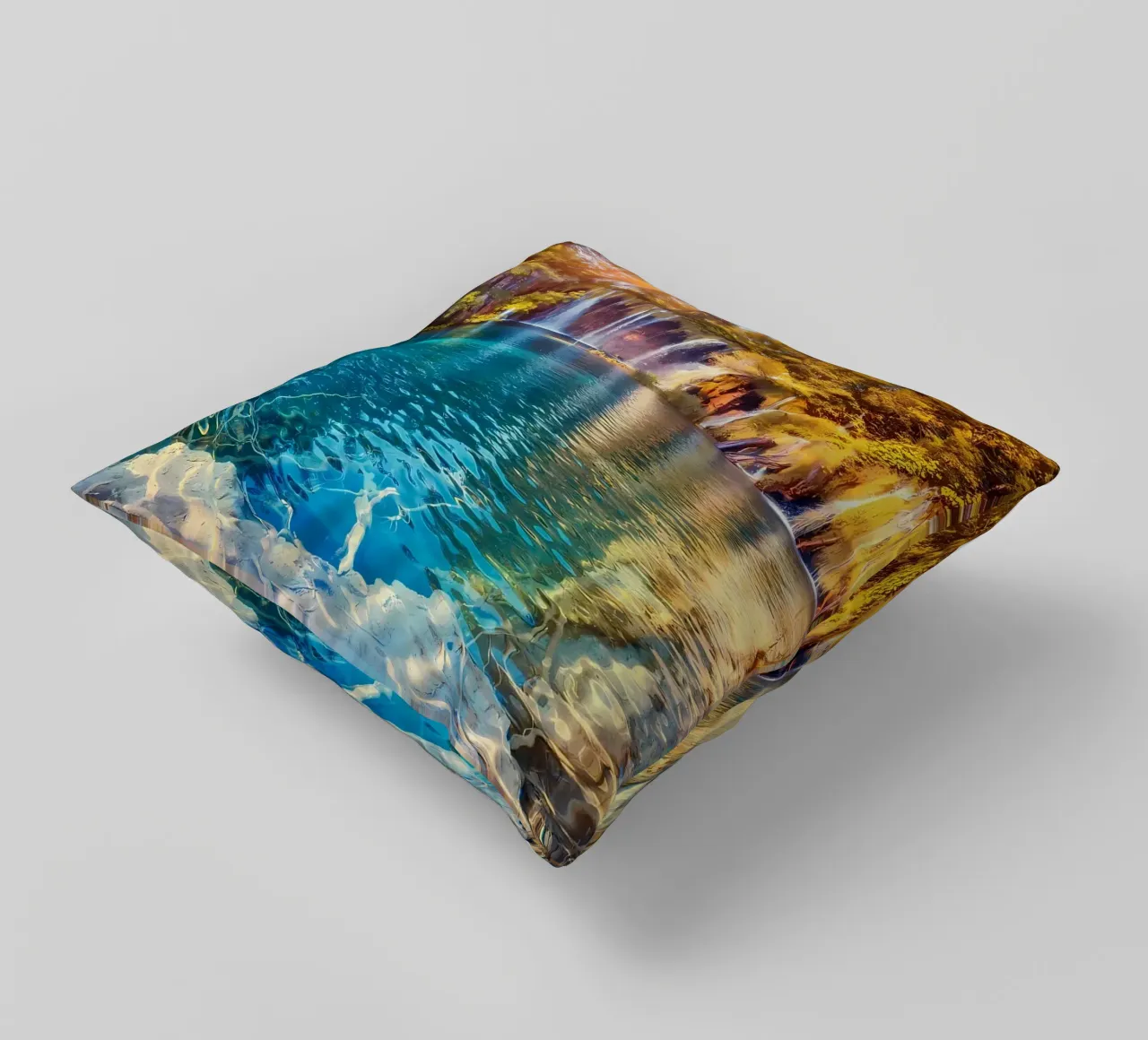 cascata lago foresta cuscino da MountainShop