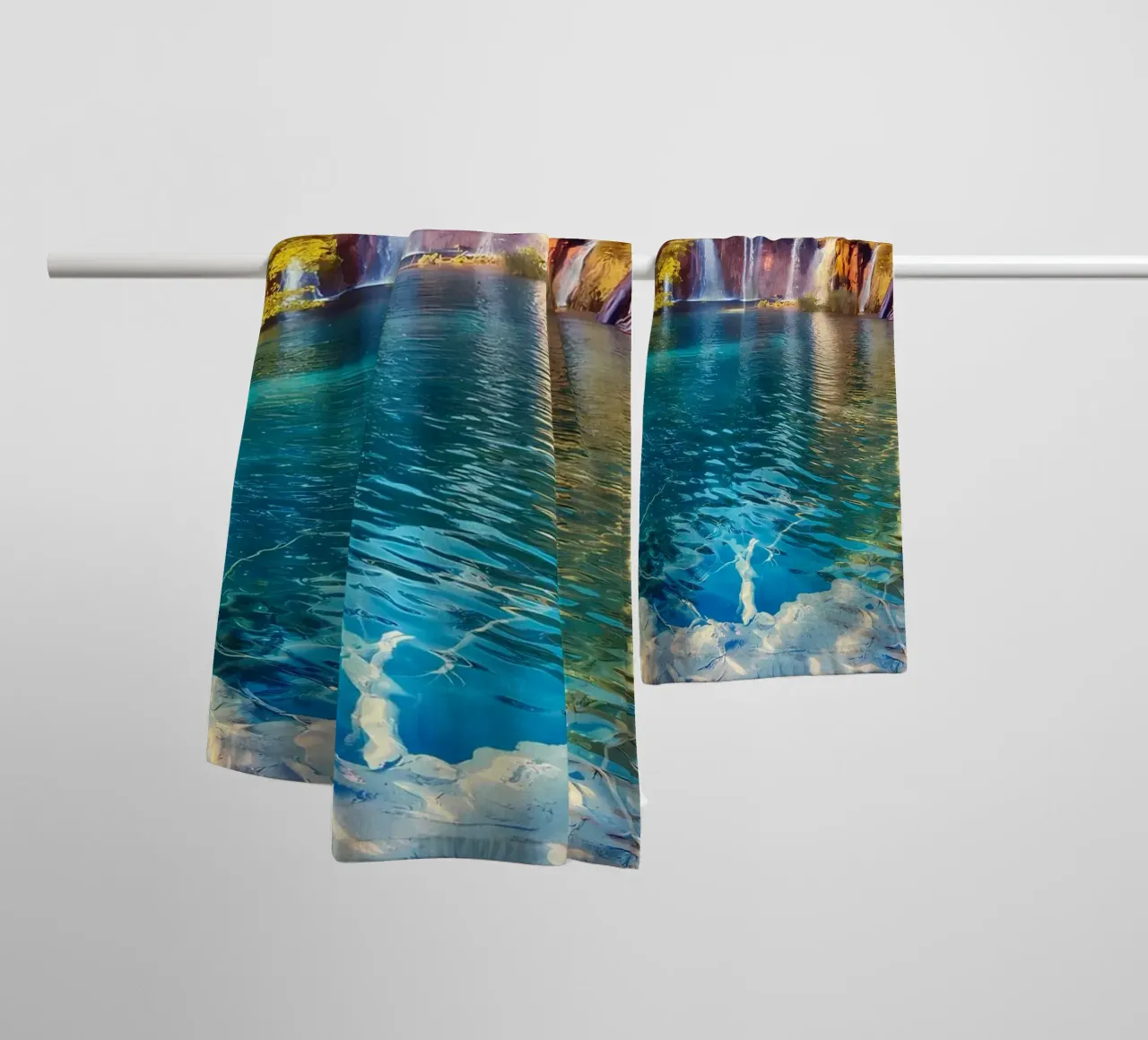 waterfall lake forest towel by MountainShop