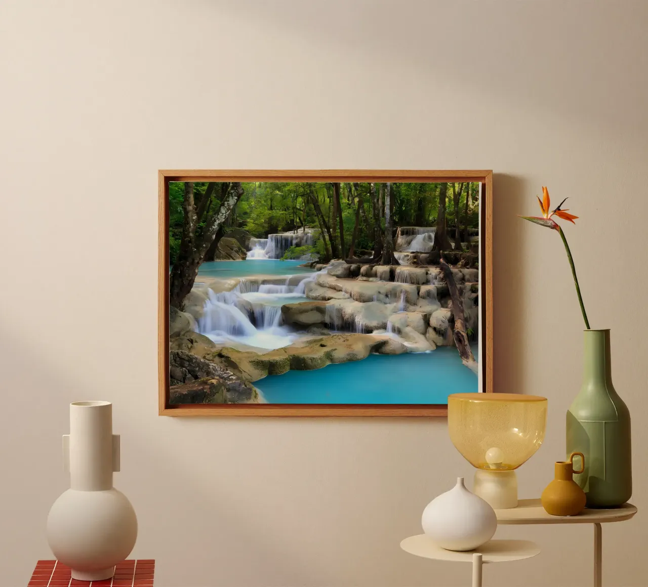 cascata alberi foresta tela con Cornice a cassetta da MountainShop