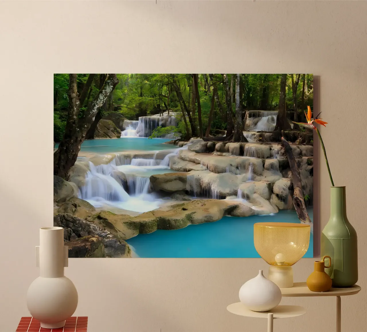 cascata alberi foresta tela con Cornice a cassetta da MountainShop
