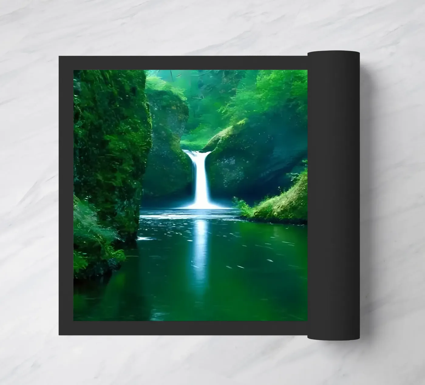 Wasserfall Fluss Reflexion Fußmatte von MountainShop