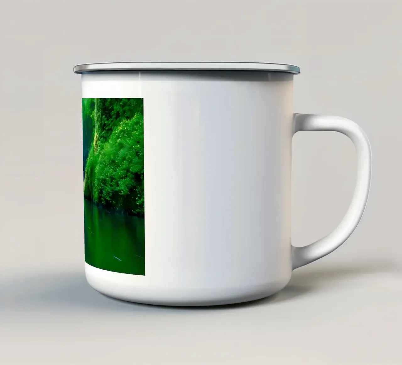 cascata fiume riflessione tazza in smalto da MountainShop