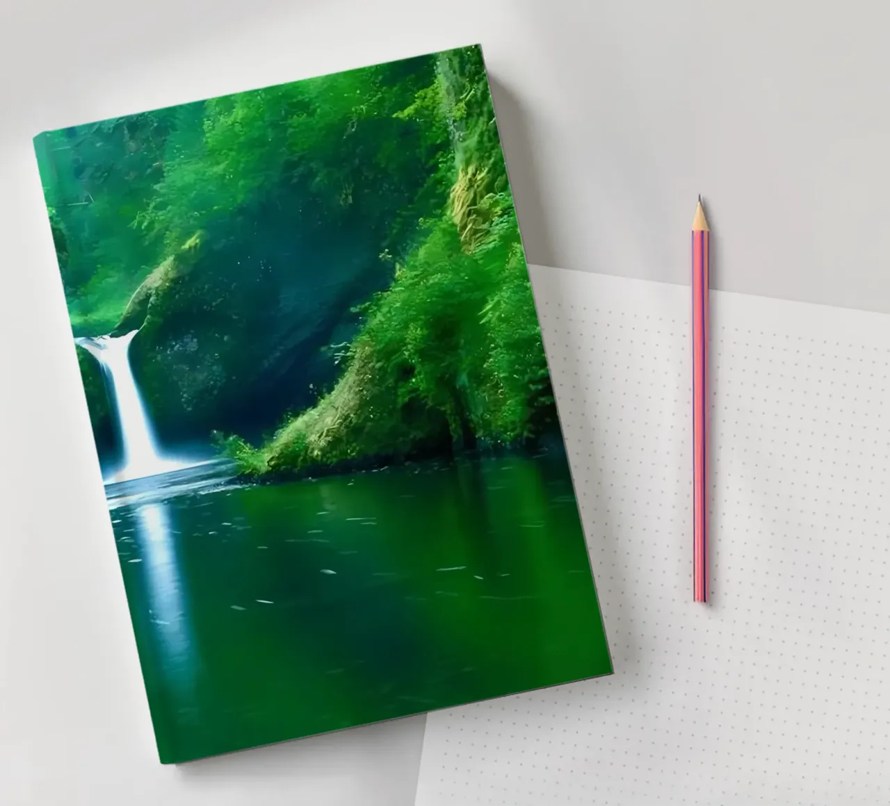 waterfall river reflection notebook by MountainShop