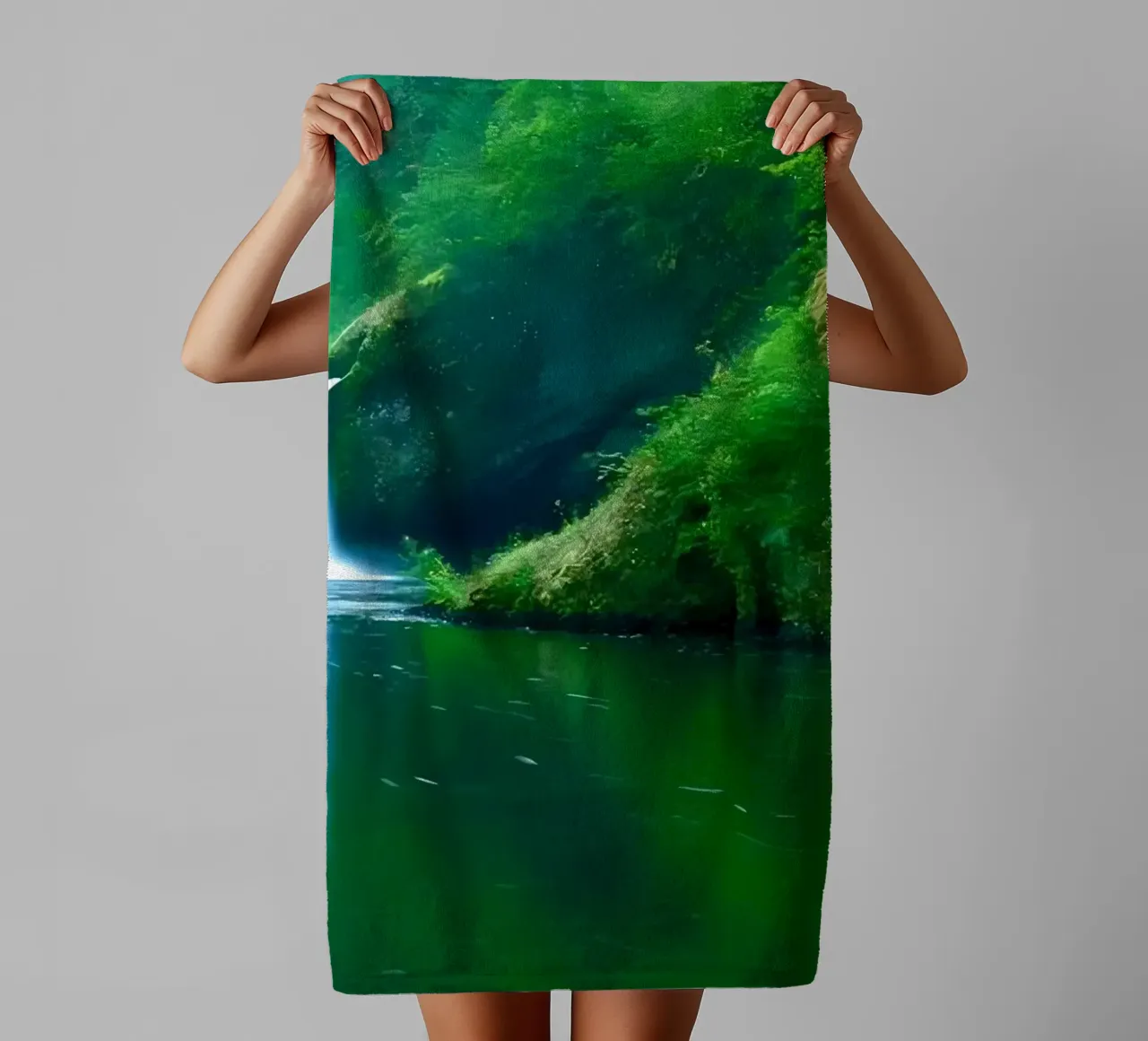 cascata fiume riflessione asciugamano da bagno da MountainShop