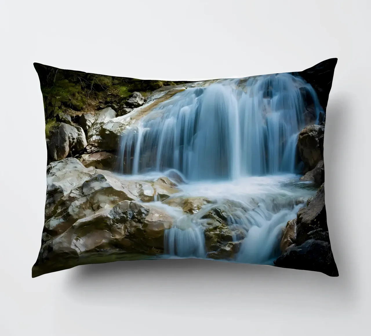 cascata rocce acqua che scorre cuscino da MountainShop