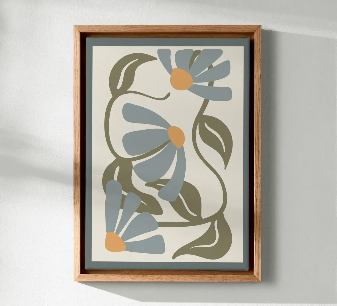 Boho golvende bloemen in neutrale tinten canvas met Baklijst van E Cannon