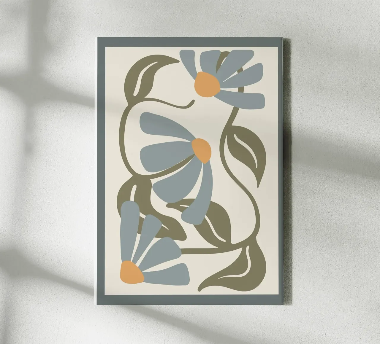 Boho golvende bloemen in neutrale tinten canvas met Baklijst van E Cannon