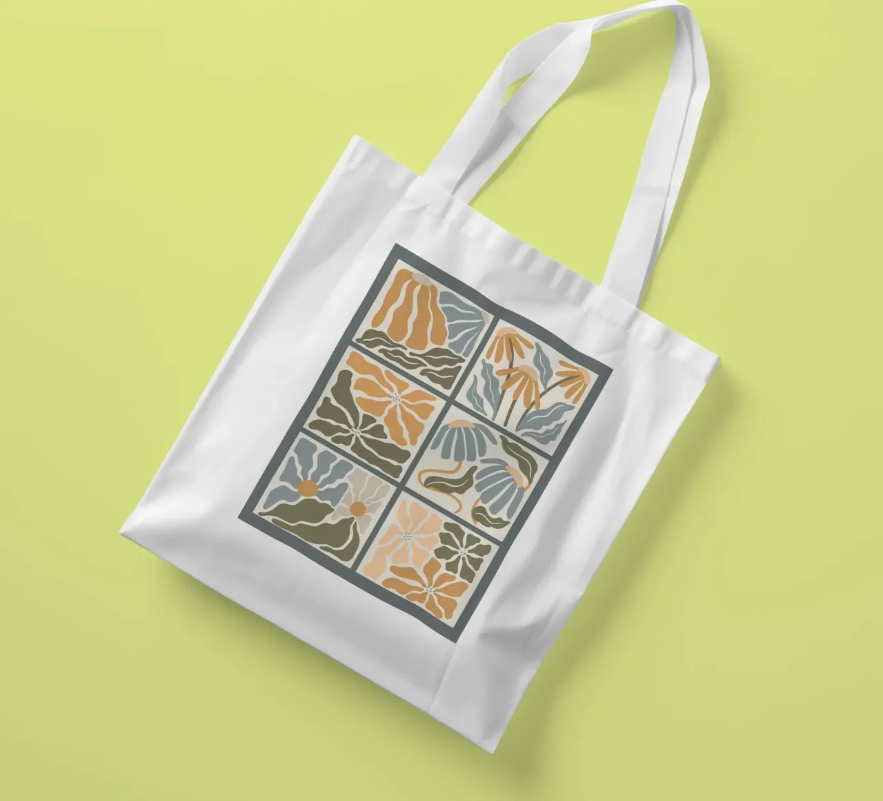 Fiori astratti ondulati floreali Boho borsa in juta da E Cannon