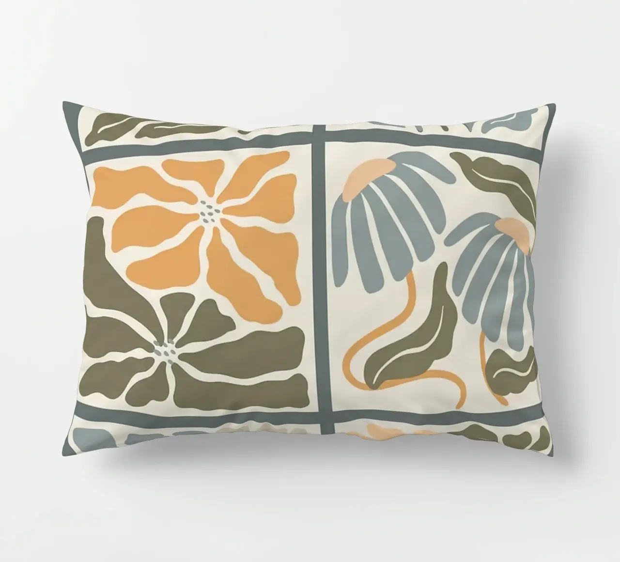 Fiori astratti ondulati floreali Boho cuscino da E Cannon