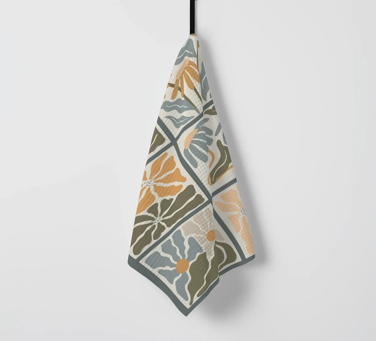 Fiori astratti ondulati floreali Boho canovaccio da cucina da E Cannon