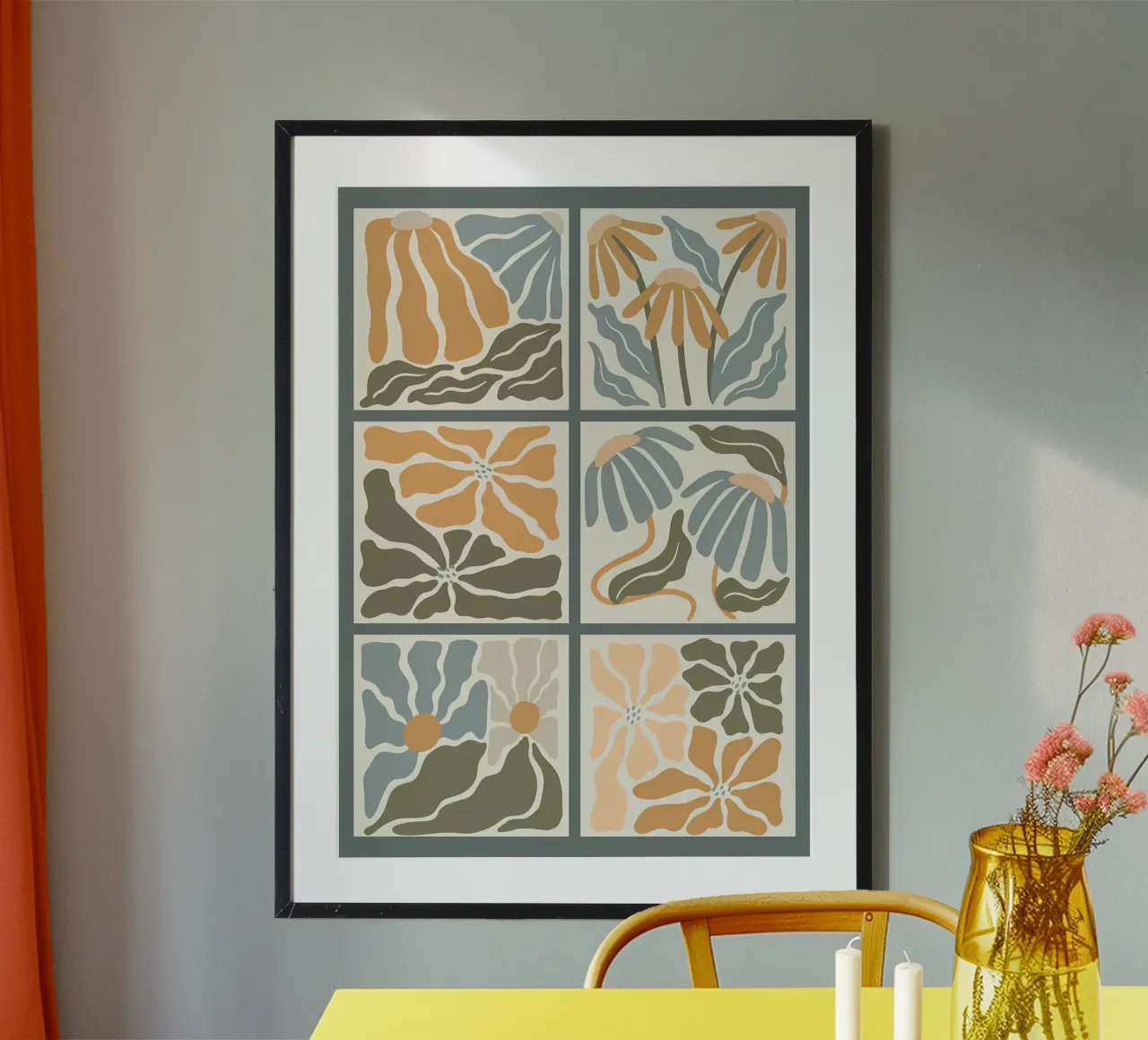 Fiori astratti ondulati floreali Boho carta hahnemühle da E Cannon