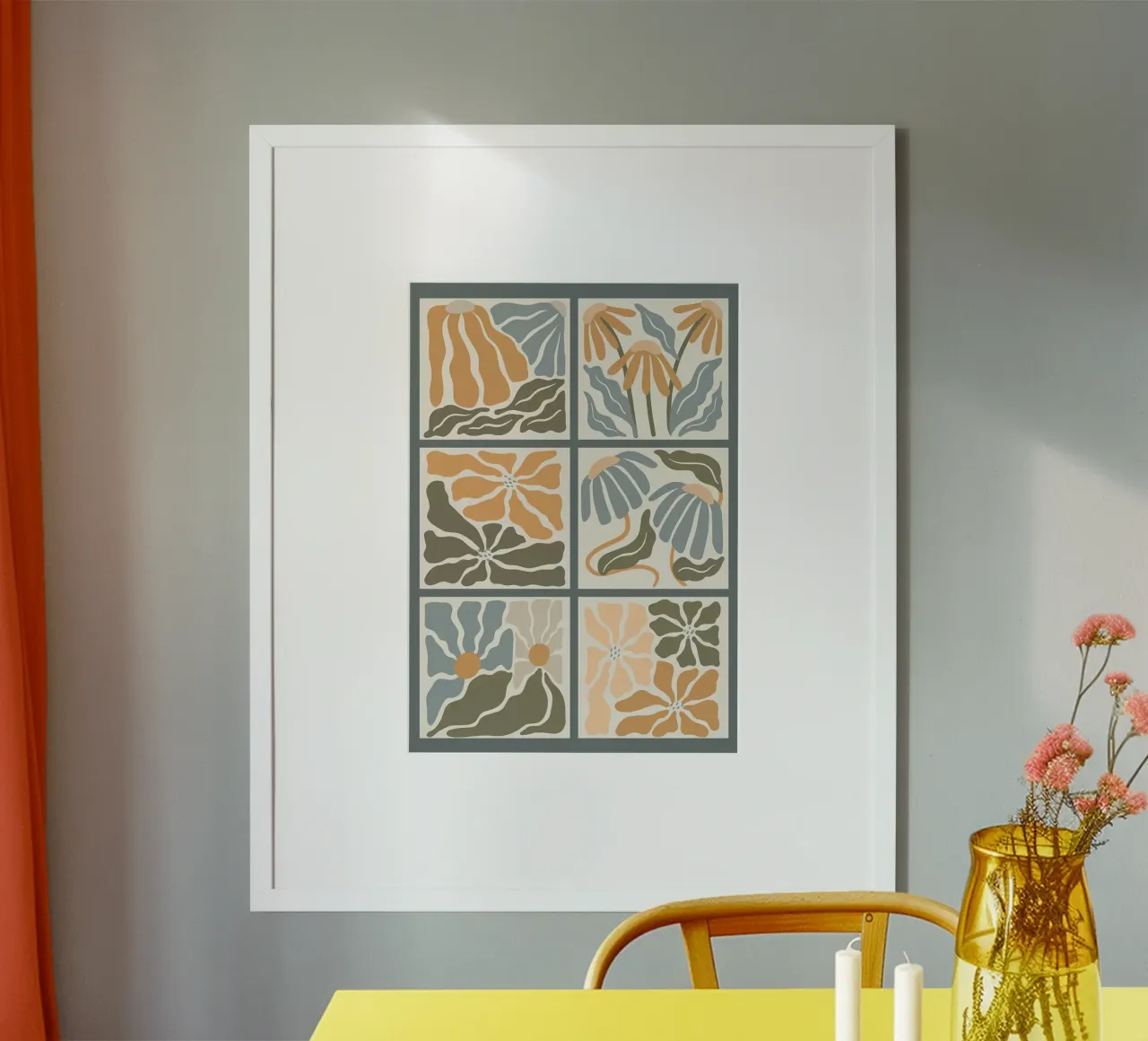 Fiori astratti ondulati floreali Boho carta hahnemühle da E Cannon