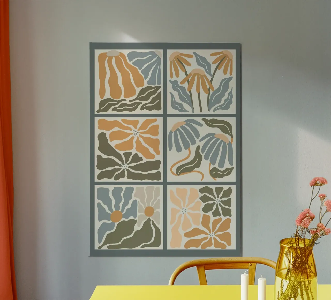 Fiori astratti ondulati floreali Boho carta hahnemühle da E Cannon