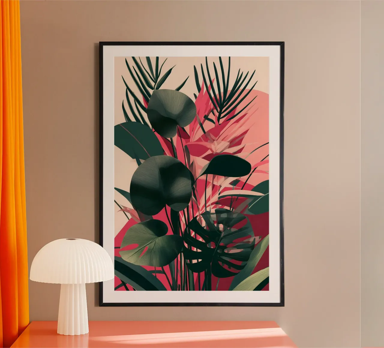 Monstera e fronde di palma poster con telaio in alluminio da Studio Verde