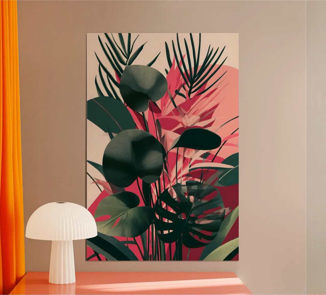 Monstera e fronde di palma poster con telaio in alluminio da Studio Verde