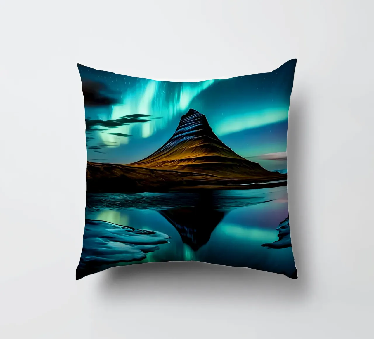 luci del nord aurora-borealis cuscino da Jennifer R Spyhalski