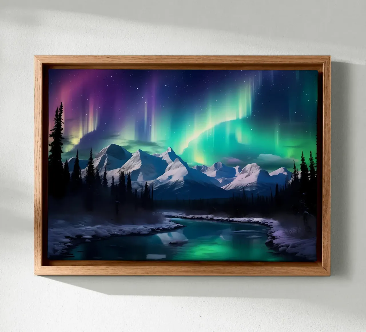 aurora borealis noorderlicht canvas met Baklijst van Jennifer R Spyhalski