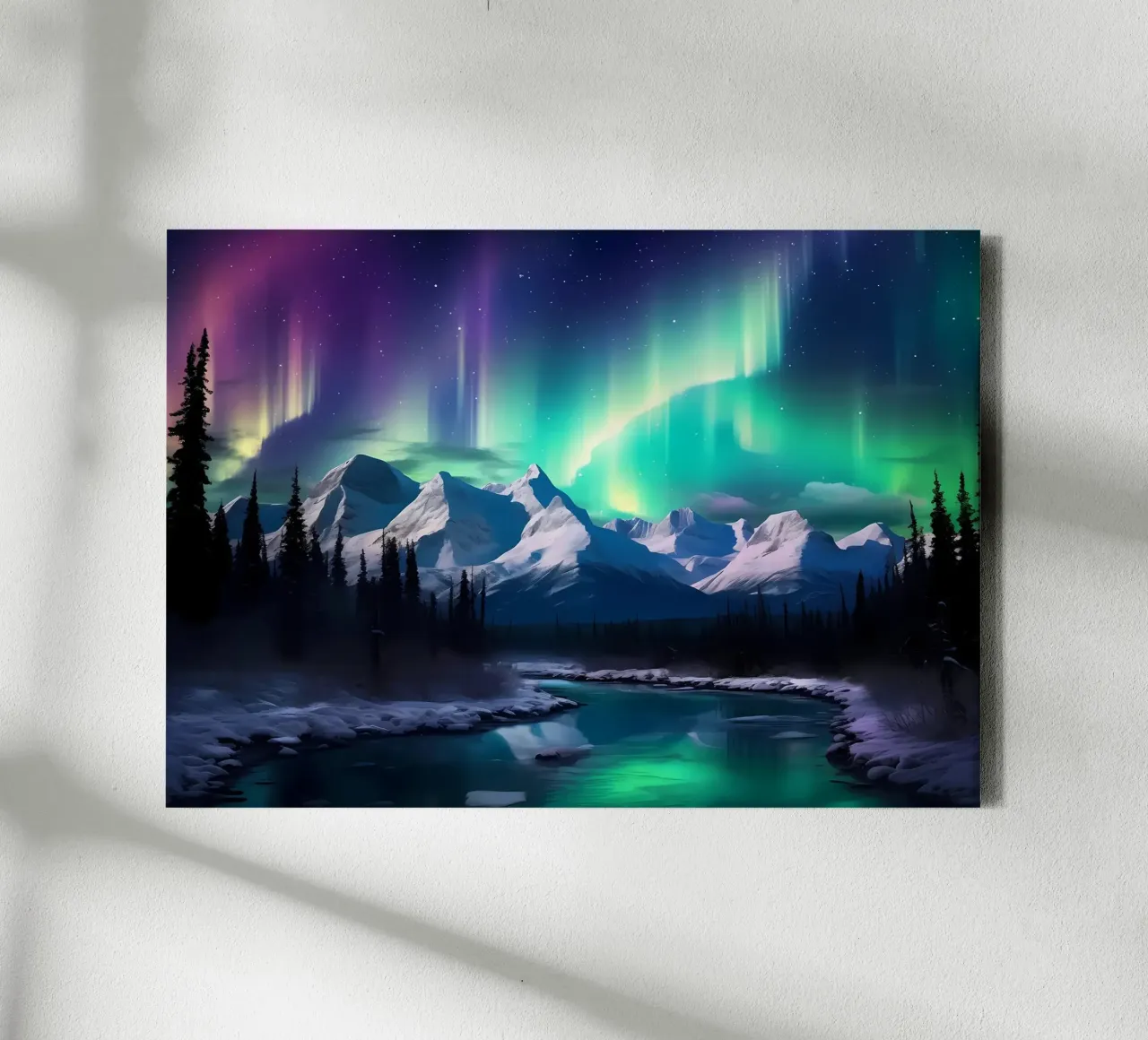 aurora borealis noorderlicht canvas met Baklijst van Jennifer R Spyhalski