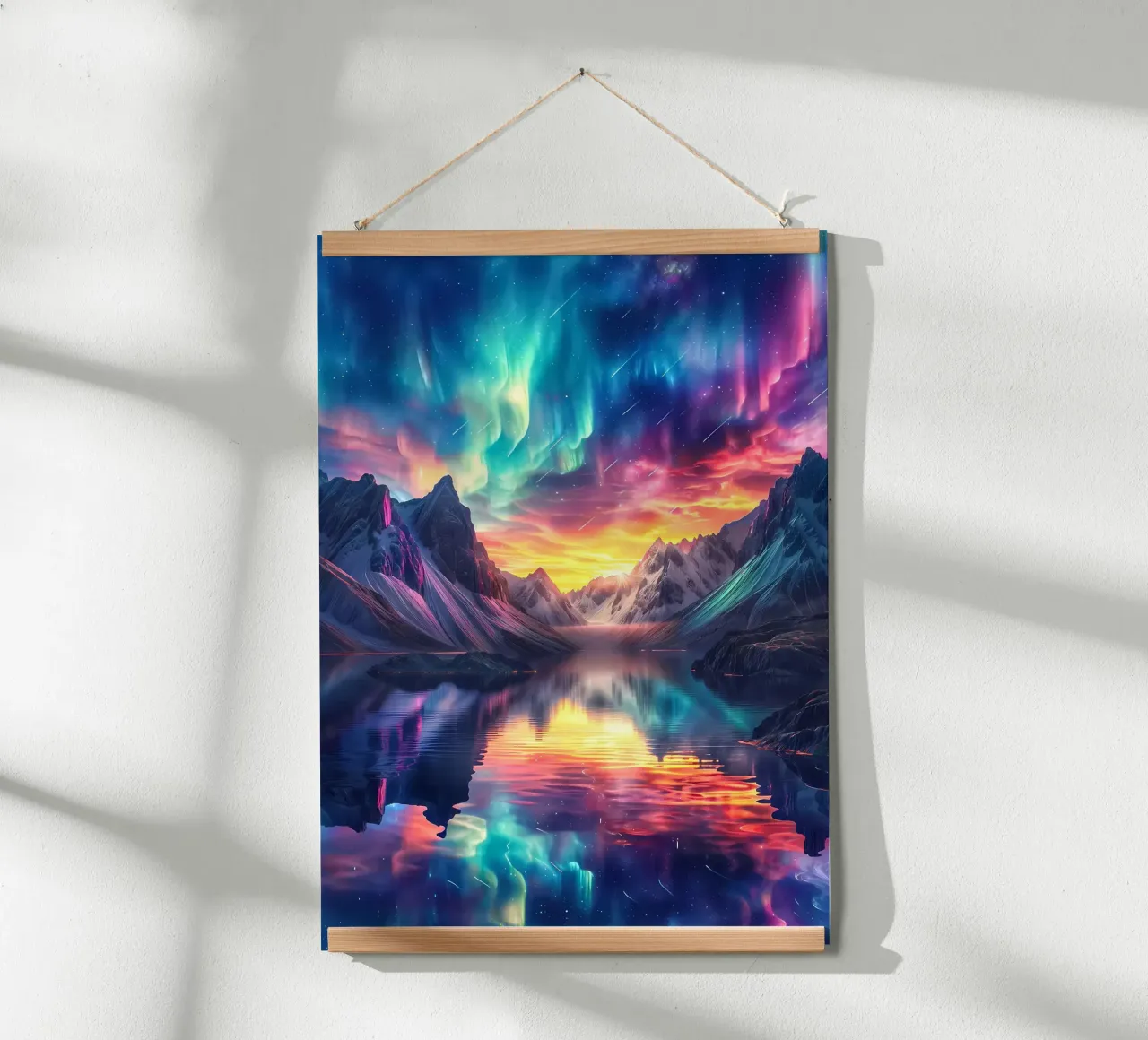 montagne dell'aurora boreale poster con telaio in alluminio da Jennifer R Spyhalski