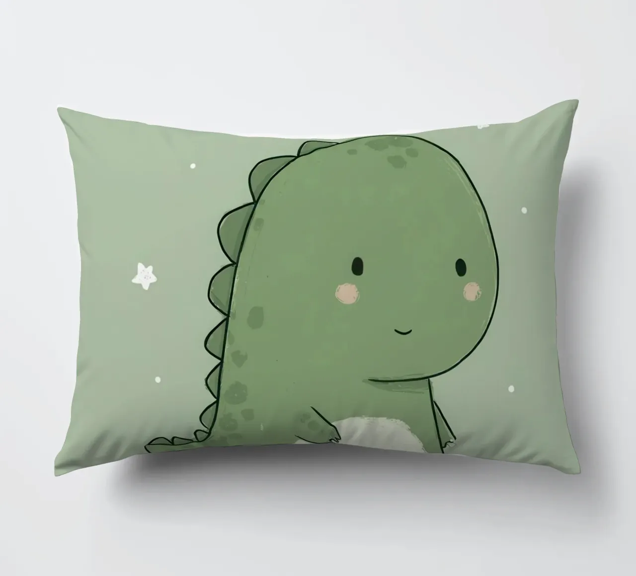 Cute Green Dinosaur with “Dream Big” on Soft Sage decorative cushion by Moodwall