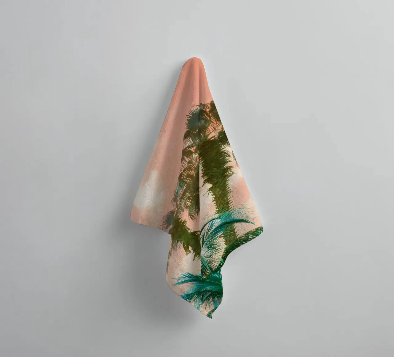 palm trees sunset sky clouds towel by Jennifer R Spyhalski
