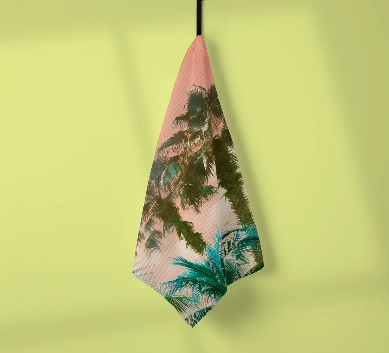 palm trees sunset sky clouds tea towel by Jennifer R Spyhalski