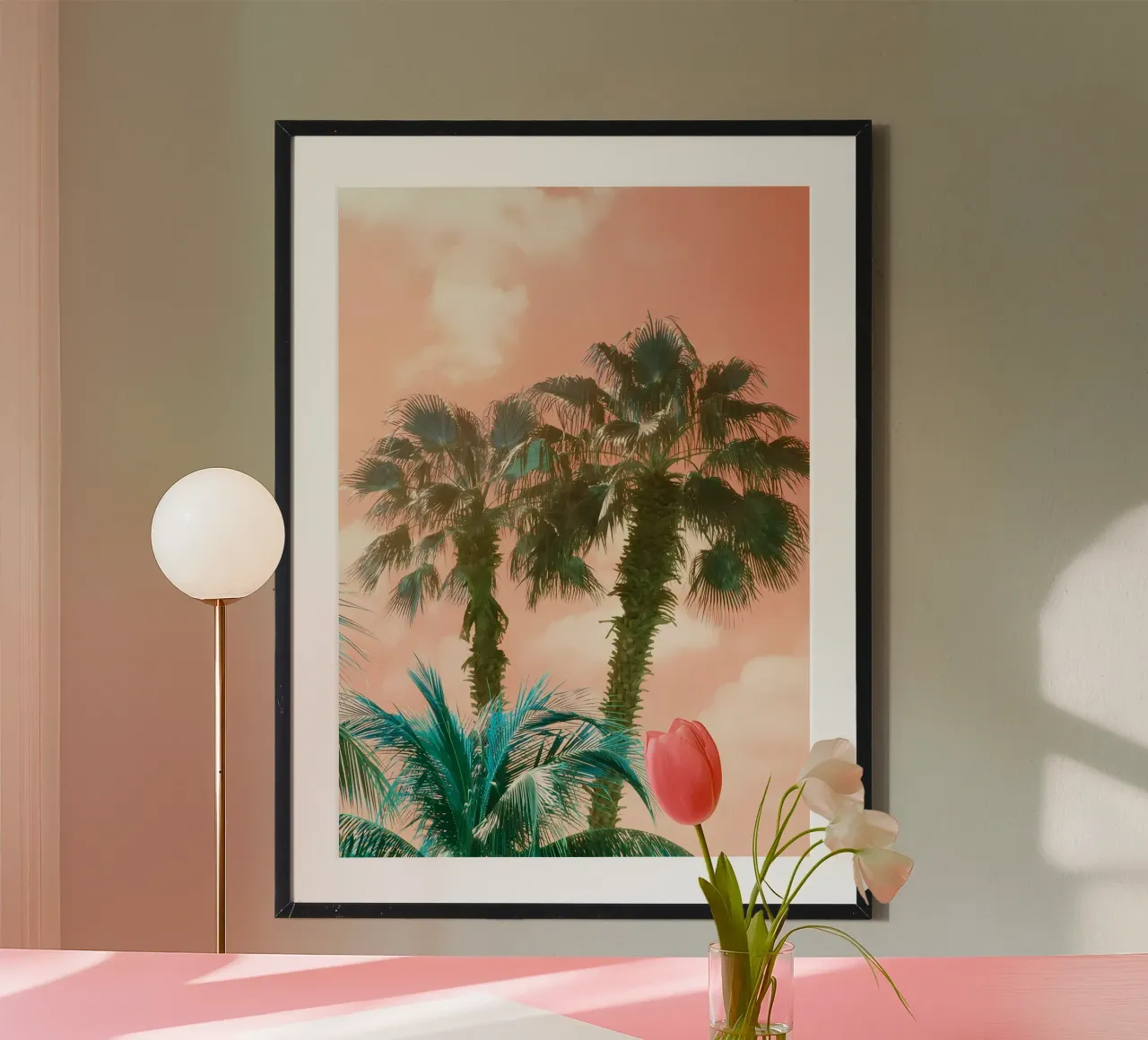 palm trees sunset sky clouds poster by Jennifer R Spyhalski