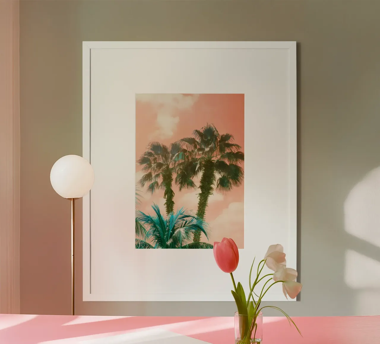 palm trees sunset sky clouds poster by Jennifer R Spyhalski